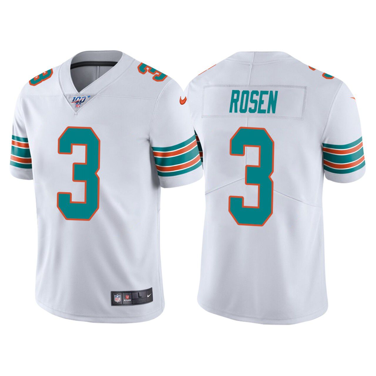 Men Miami Dolphins 3 Josh Rosen Nike White 100th Limited NFL Jersey